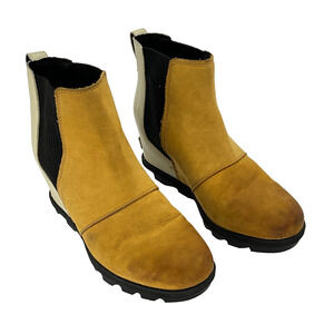 Sorel Womens Joan of Arctic Wedge II Chelsea Leather Ankle Boots 7 Two Tone